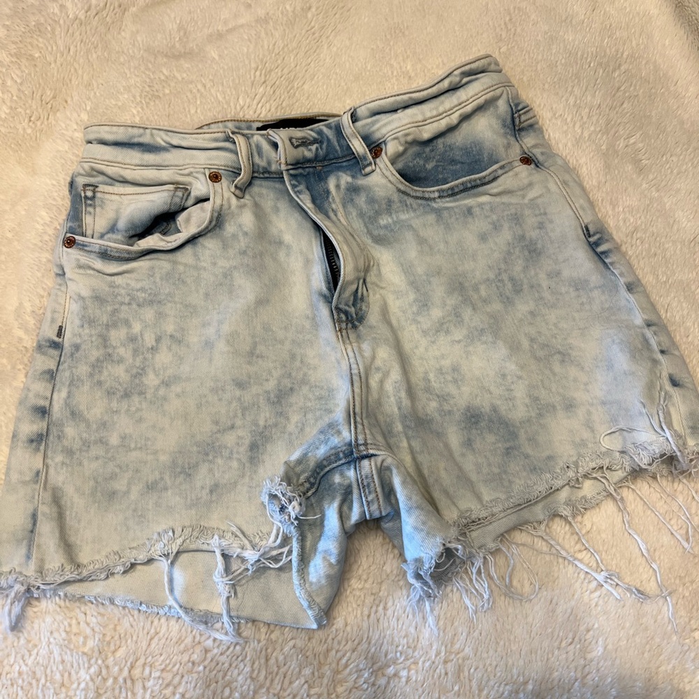 Express Blue Distressed Jean Shorts